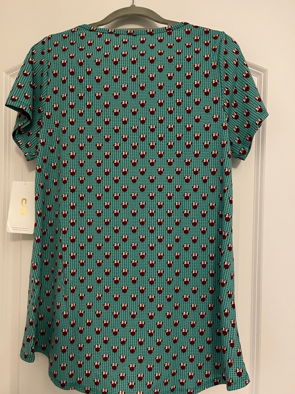 Teal Short-Sleeve Scoop Neck Tunic with Red & White Dot Accent - Picture 4 of 5